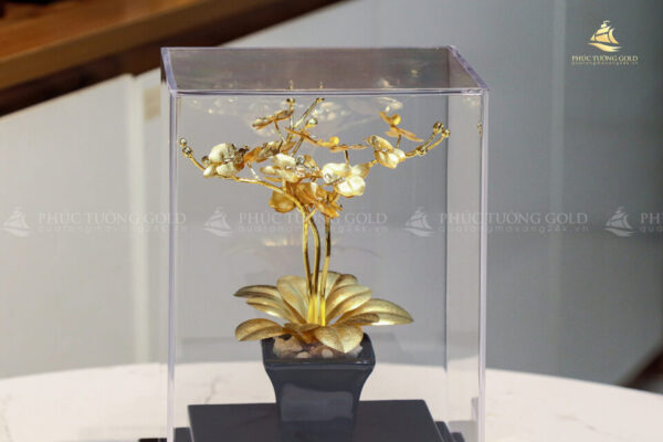 Chậu cây hoa lan mạ vàng 24k - HL05 - Ảnh 2