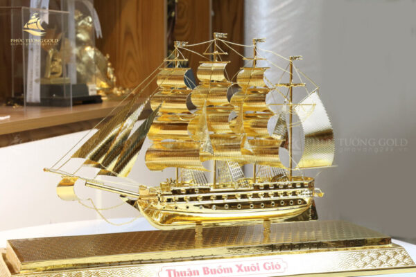 Mô hình thuyền buồm mạ vàng 24k - M2 - Ảnh 3