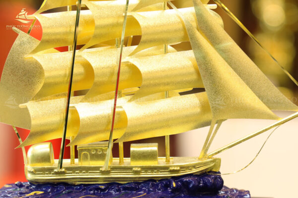 Mô hình thuyền buồm vàng lá 24k - TB13 - Ảnh 3