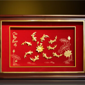 Tranh mạ vàng 24K "Cửu Ngư Quần Hội" - CN02