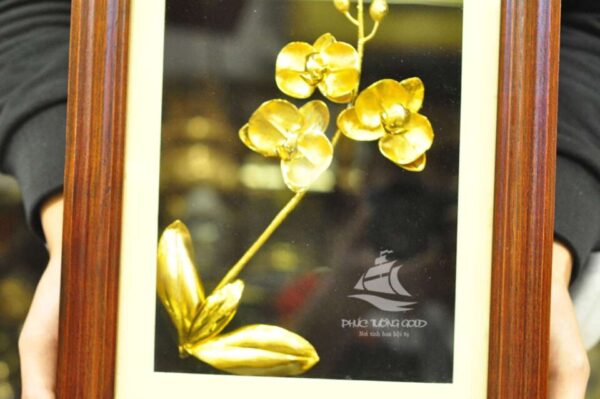 Tranh cây hoa lan 3D mạ vàng 24k – HL02 - Ảnh 4