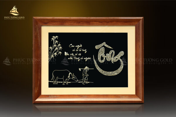 Tranh chữ "Ông" thư pháp mạ vàng 24k - CO02 - Ảnh 4
