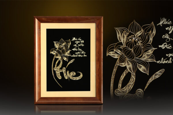 Tranh chữ “Phúc” thư pháp mạ vàng 24k – CP05