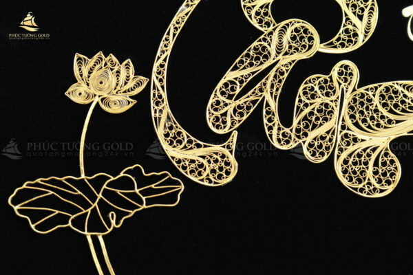 Tranh chữ Tâm thư pháp mạ vàng 24K - CT08 - Ảnh 6