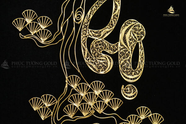 Tranh chữ "Thọ" mạ vàng 24k - CT09 - Ảnh 3