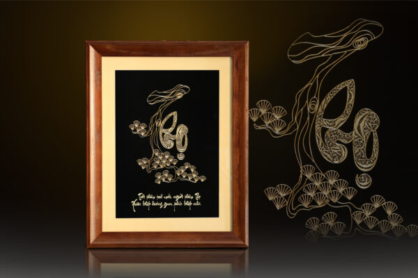 Tranh chữ "Thọ" mạ vàng 24k - CT09