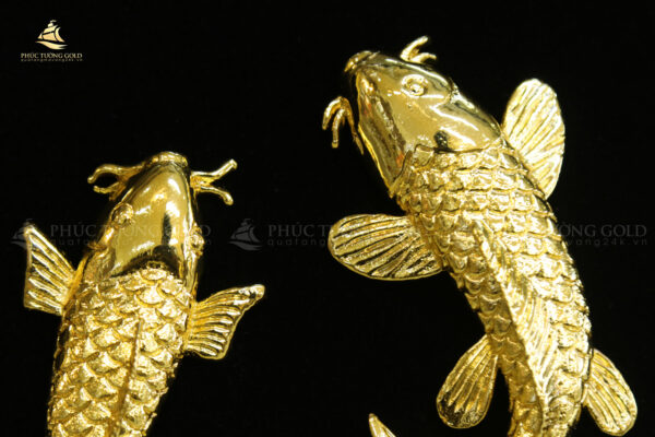 Tranh đôi cá chép mạ vàng (song Ngư cát hạnh) - SN02 - Ảnh 3