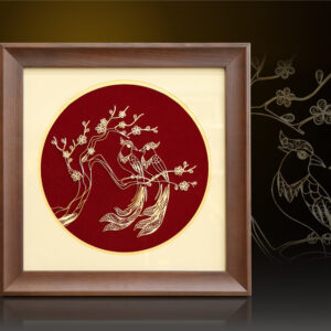 Tranh đôi chim trường thọ mạ vàng 24k - TT08