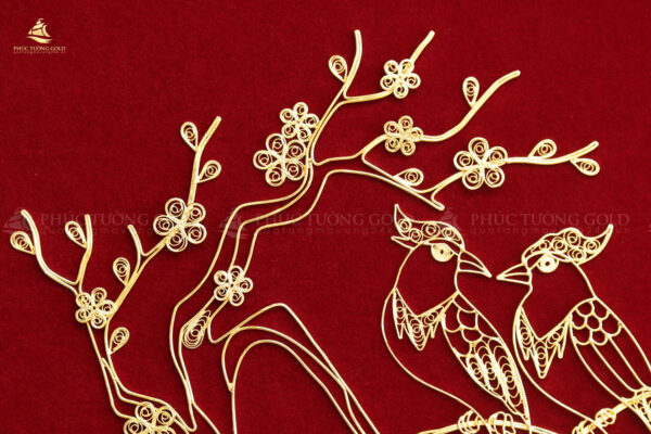 Tranh đôi chim trường thọ mạ vàng 24k - TT08 - Ảnh 5