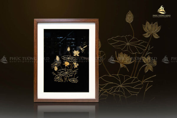 Tranh hoa sen bạc mạ vàng 24k - HS06 - Ảnh 4
