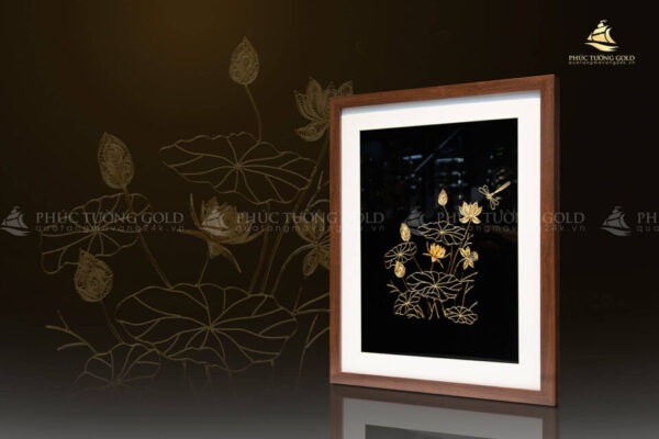 Tranh hoa sen bạc mạ vàng 24k - HS06 - Ảnh 3