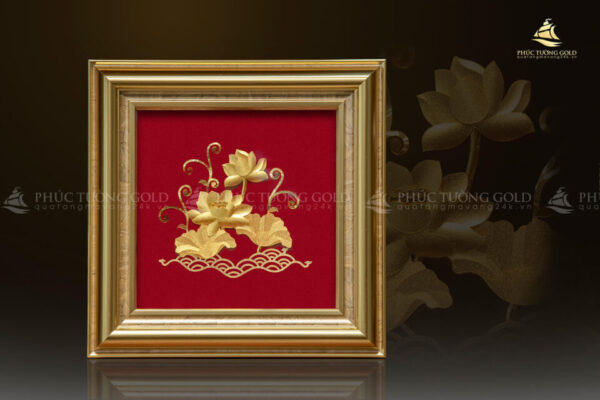 Tranh hoa sen dát vàng 24k – HS02 - Ảnh 5