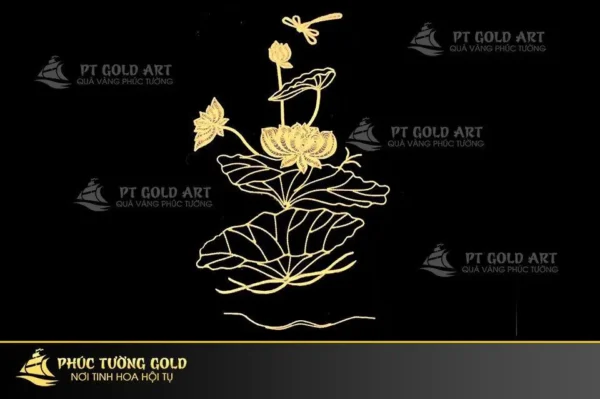 Tranh hoa sen mạ vàng 24k - HS05 - Ảnh 2