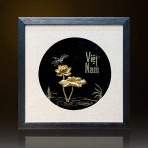 Tranh hoa sen mạ vàng 24k để bàn - HS01
