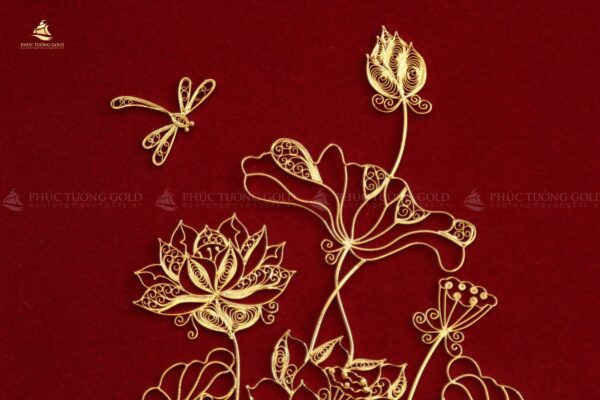 Tranh hoa sen mạ vàng 24k để bàn - HS03 - Ảnh 6