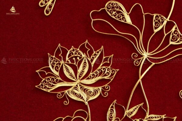 Tranh hoa sen mạ vàng 24k để bàn - HS03 - Ảnh 8