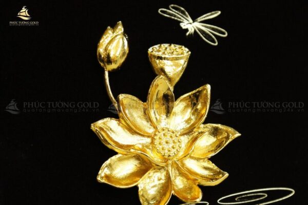 Tranh hoa sen mạ vàng 24K - HS09 - Ảnh 4