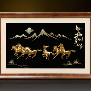 Tranh mã đáo thành công mạ vàng 24k - MD01