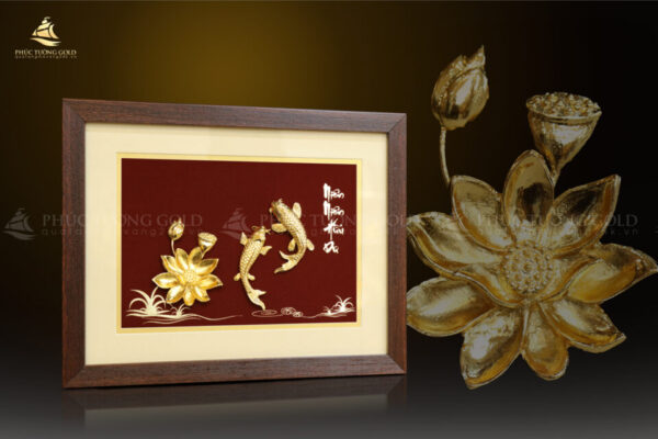 Tranh song ngư cát hạnh mạ vàng 24K – SN01 - Ảnh 6
