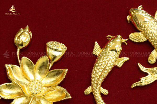Tranh song ngư cát hạnh mạ vàng 24K – SN01 - Ảnh 3