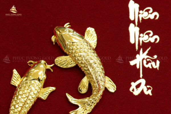 Tranh song ngư cát hạnh mạ vàng 24K – SN01 - Ảnh 2