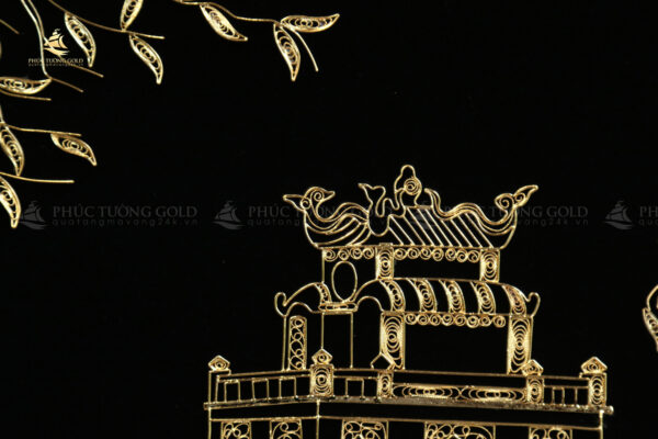 Tranh tháp Rùa hồ Gươm mạ vàng 24k – TR13 - Ảnh 7