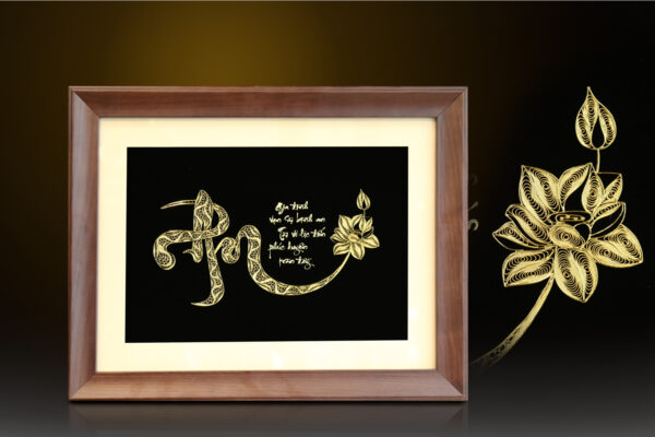Tranh thư pháp chữ “An” mạ vàng 24k – CA06