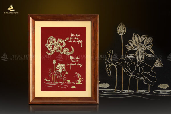 Tranh thư pháp chữ "Đức" mạ vàng 24k - CD02 - Ảnh 2