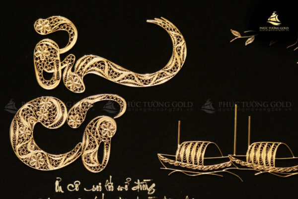 Tranh thư pháp chữ "Ơn Cô" mạ vàng 24k - OC01 - Ảnh 4