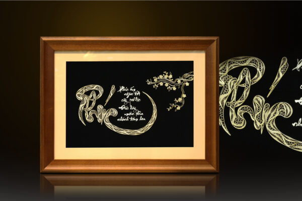 Tranh thư pháp chữ "Phúc" mạ vàng 24k - CP06