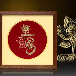 Tranh thư pháp chữ “Tâm” mạ vàng 24k – CT15