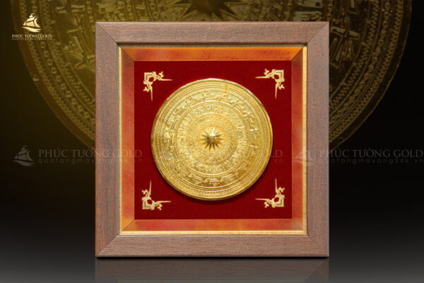 Tranh trống đồng Đông Sơn để bàn mạ vàng 24k - TD02 - Ảnh 2