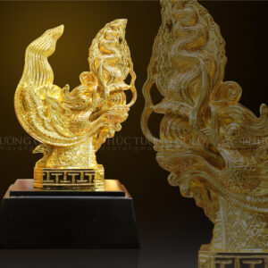 Tượng đầu rồng thời Lý mạ vàng 24k - TR10