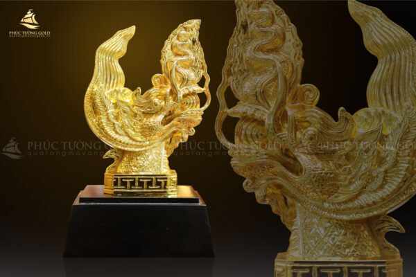 Tượng đầu rồng thời Lý mạ vàng 24k - TR10
