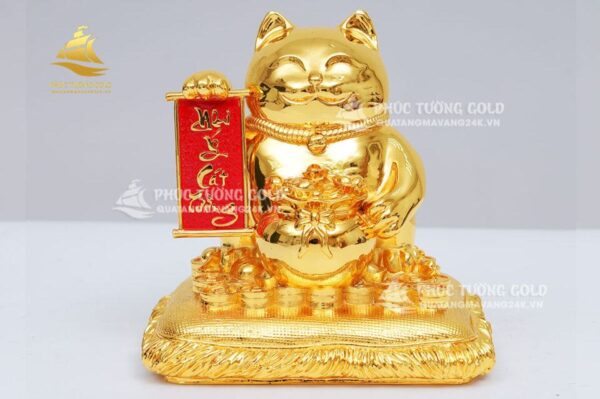 Tượng mèo thần tài (Maneki Neko) mạ vàng - TM02 - Ảnh 2