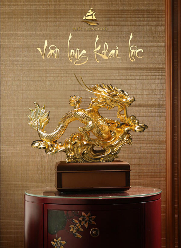 Tượng rồng "Vân Long Khai Lộc" mạ vàng 24k - TR04 - Ảnh 4