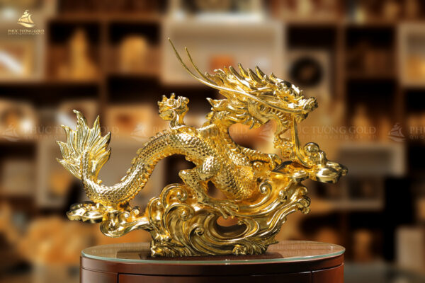 Tượng rồng "Vân Long Khai Lộc" mạ vàng 24k - TR04 - Ảnh 3