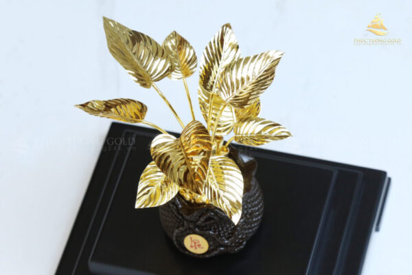 Chậu cây phú quý mạ vàng 24K - PQ01 - Ảnh 7
