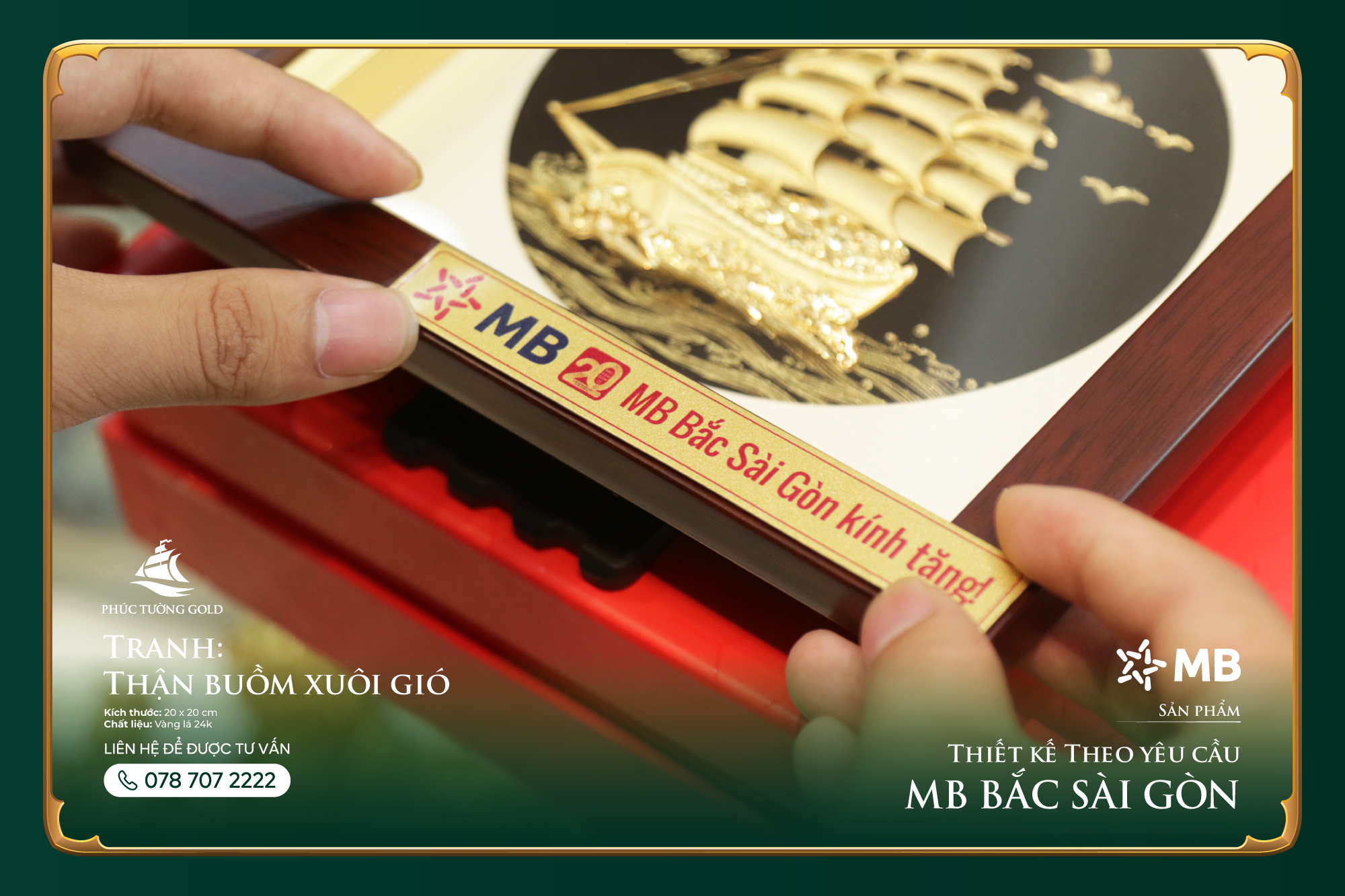 Đơn hàng tranh thuyền vàng lá 24k cho MB Bắc Sài Gòn 5