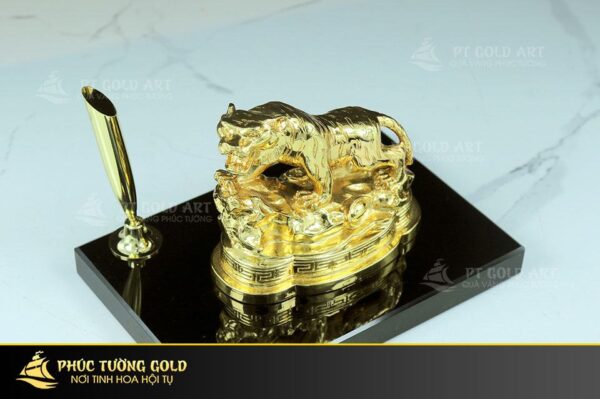 Giá cắm bút tượng hổ mạ vàng 24K - CB01 - Ảnh 3