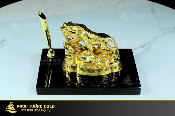 Giá cắm bút tượng hổ mạ vàng 24K - CB01 - Ảnh 4