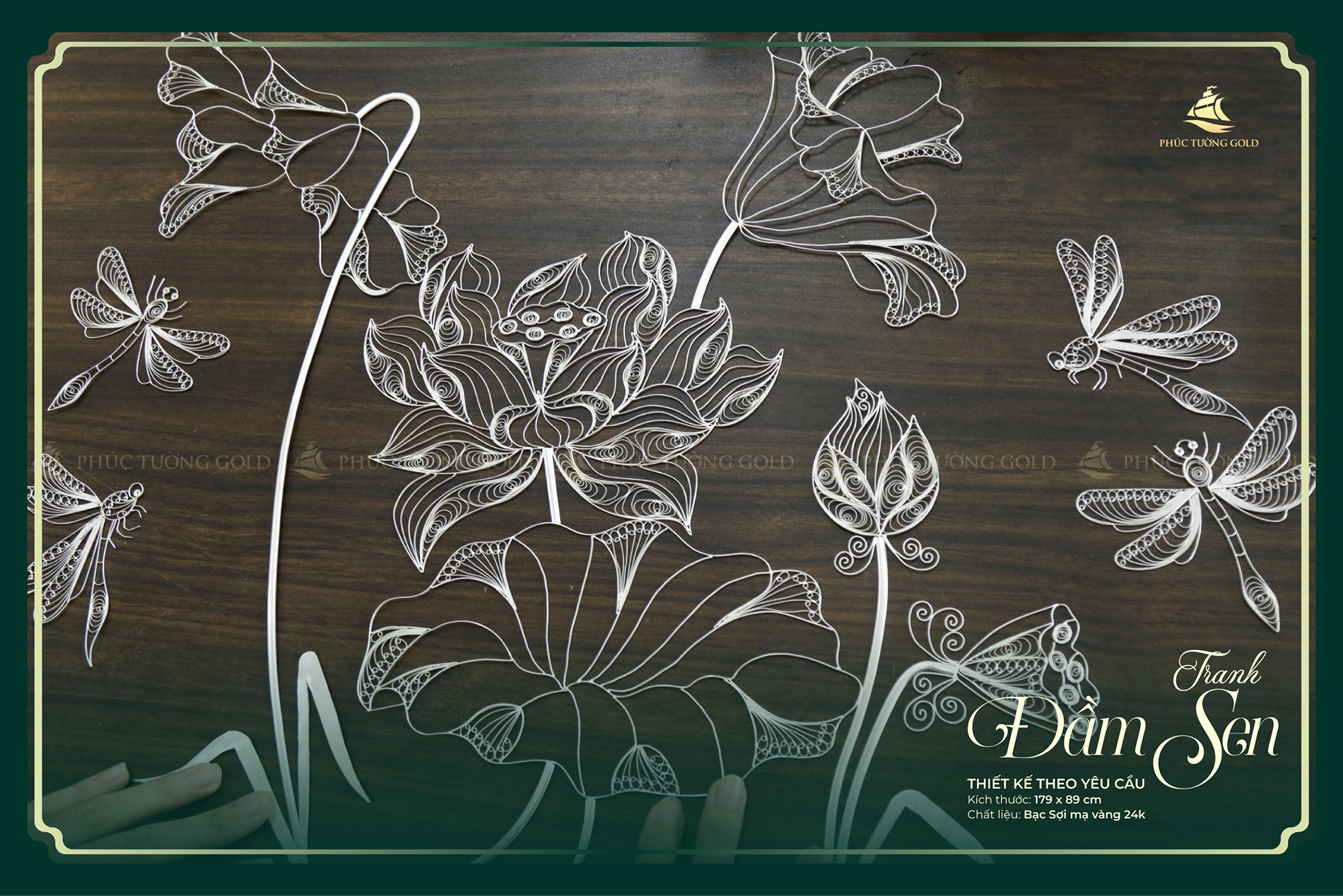 kiet-tac-tranh-dam-sen-bac-ma-vang-24k-179x89cm-13 Kiệt tác tranh đầm sen bạc mạ vàng 24k (179x89cm) 13