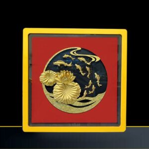 Tranh Cửu ngư quần hội vàng lá 24k để bàn - TCC01
