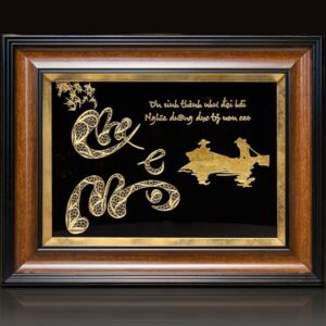 Tranh chữ "Cha Mẹ" mạ vàng 24K - CM01