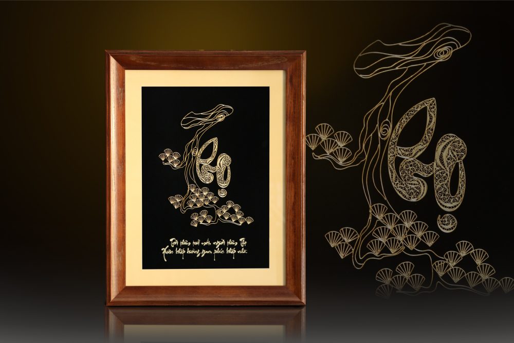 Tranh chữ "Thọ" mạ vàng 24k - CT09