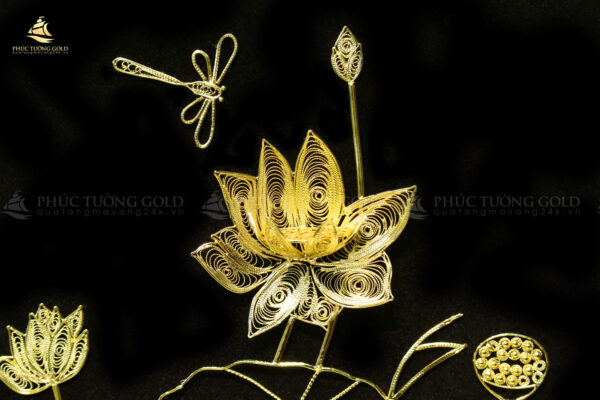 Tranh hoa sen bạc mạ vàng 24K - HS04 - Ảnh 4