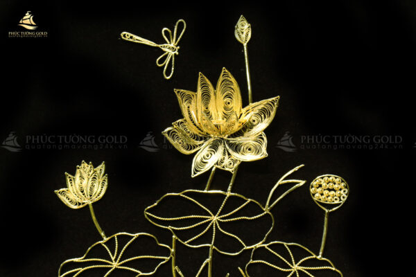 Tranh hoa sen bạc mạ vàng 24K - HS04 - Ảnh 3