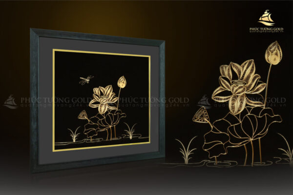 Tranh hoa sen bạc mạ vàng 24K - HS08 - Ảnh 6