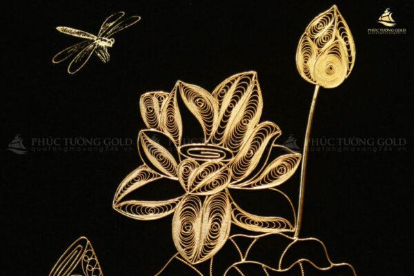 Tranh hoa sen bạc mạ vàng 24K - HS08 - Ảnh 4