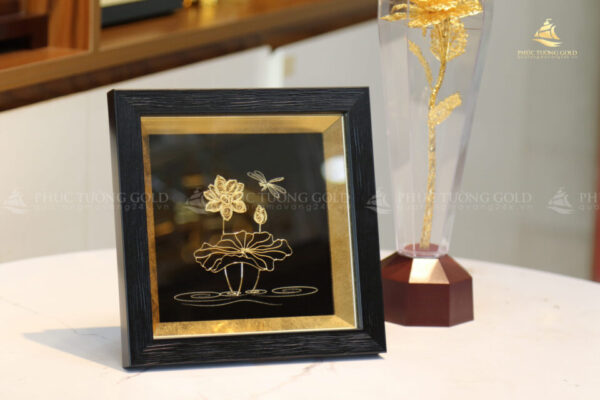 Tranh hoa sen mạ vàng 24K cao cấp - HS07 - Ảnh 6